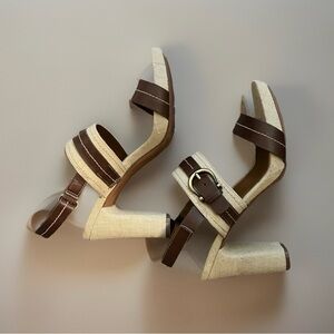 Naturalizer Dark Brown and Cream Sandals